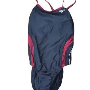 Speedo Black & Maroon One Piece Swimsuit